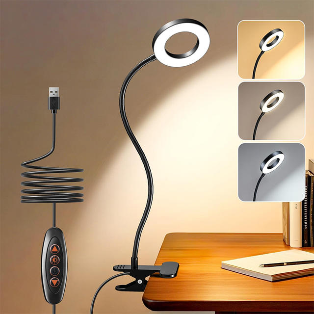 Leesbureaulamp Bed Dimbaar, 3 standen en 10 dimniveaus USB-klemlampen