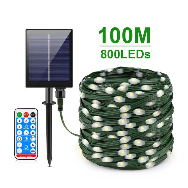 Lederen LED Solar String Fairy Lights 100M Kerstverlichting Waterdichte