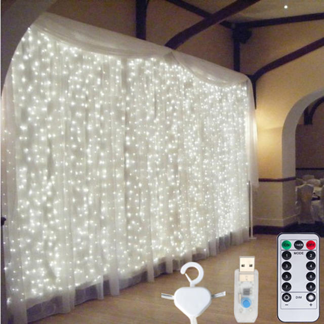 USB LED String Fairy Gordijn Lichten Slinger Voor Nieuwjaar Kerstfeest