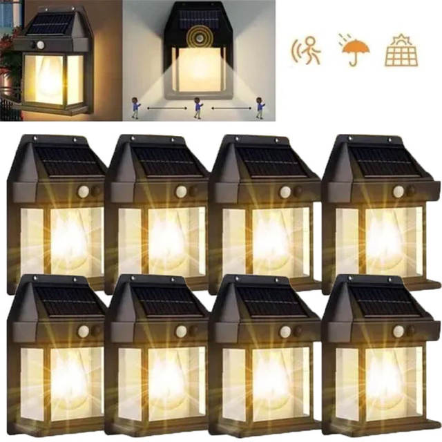 1/2/4/8 zonne-wandlampen IP44 bewegingssensor LED-lantaarn wandmontage