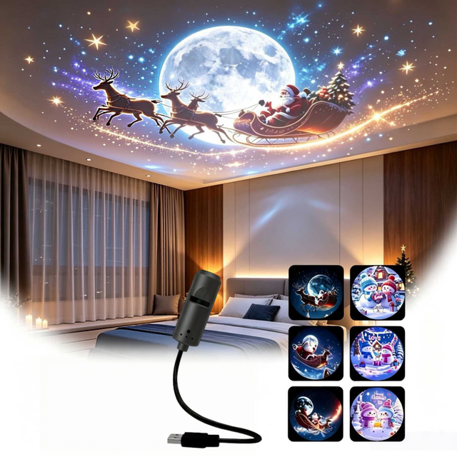 Kerst LED-projectorlamp met 3/6/24 verschillende projectiepatronen