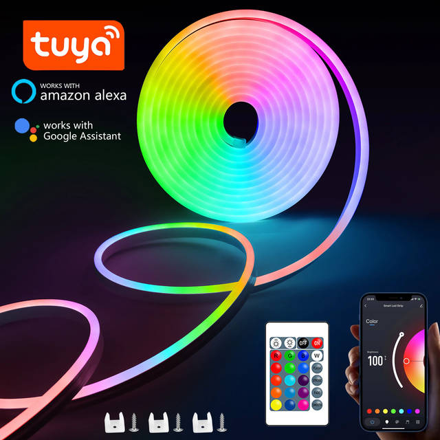 RGB Neon LED Strip 1/2/3/5M IP65 Waterdicht DIY USB Neon Strip Tuya App