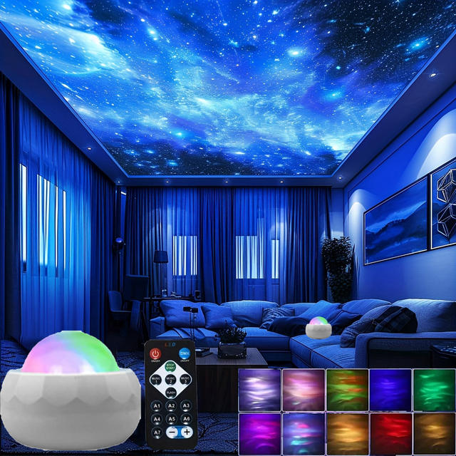 LED Aurora-projector LED Galaxy-nachtlampje USB RGB 7-modi 360 °