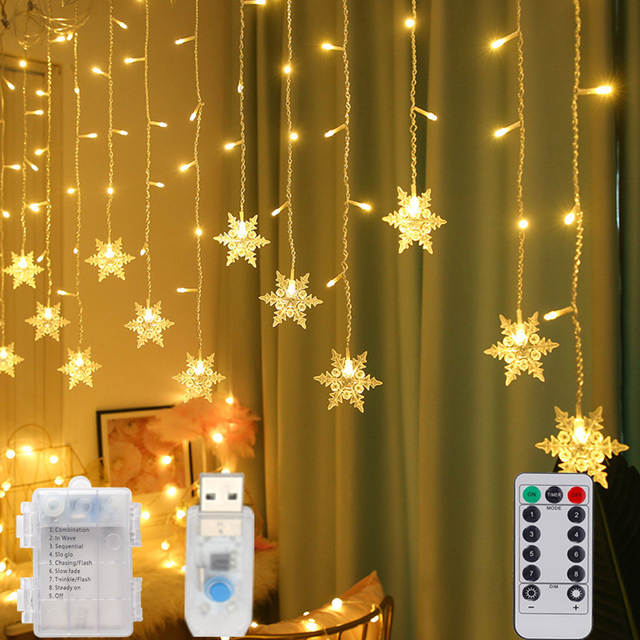 3M LED Sneeuwvlok Lichtslingers Kerstslinger USB Gordijn