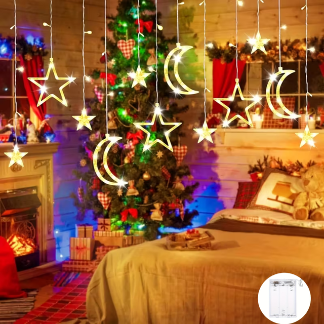 LED Star Moon String Light Warm/VEelkleurig Kerstslingerlamp