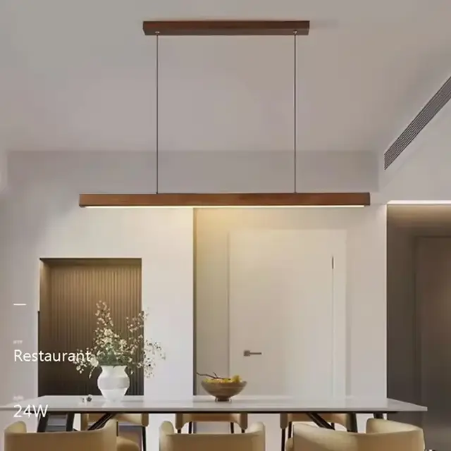 Nordic Wood Lange Strip LED Hanglamp Eettafel Lamp Ophanging