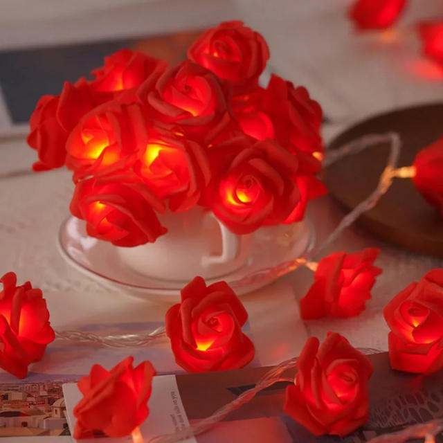 Rood Roze Warm Blauw RGB Roos Bloem LED String Fairy Light Bruiloft