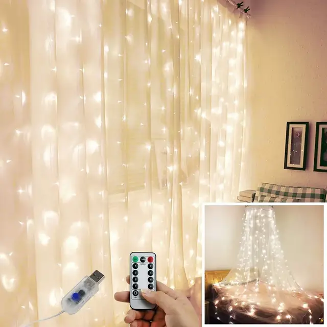 3M LED-gordijnlichtslinger Kerstverlichting Garland Ijspegelverlichting