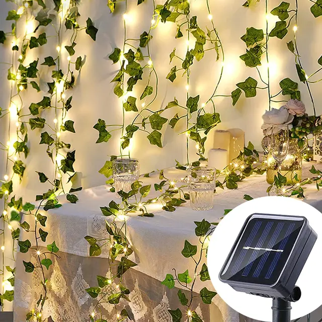 7M/12M Kerstverlichting klimop String LED Solar Light Vine Maple Leaf