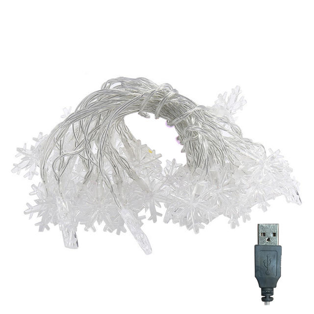 Sneeuwvloklampen String Led Festoons Licht Usb Plug Kerstboom Licht