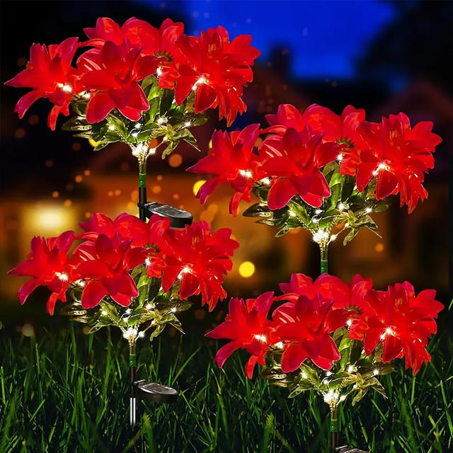LED Solar Kerstbloem Poinsettia Kunstbloem Licht, Geschikt voor het