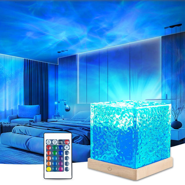 16-kleuren waterrimpelprojector Dynamisch roterend LED-nachtlampje met