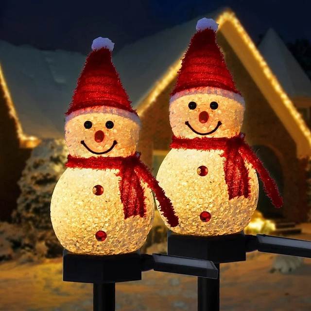 Kerstversiering Licht Zonne-licht Sneeuwpop Kerst Buiten Zonne-energie