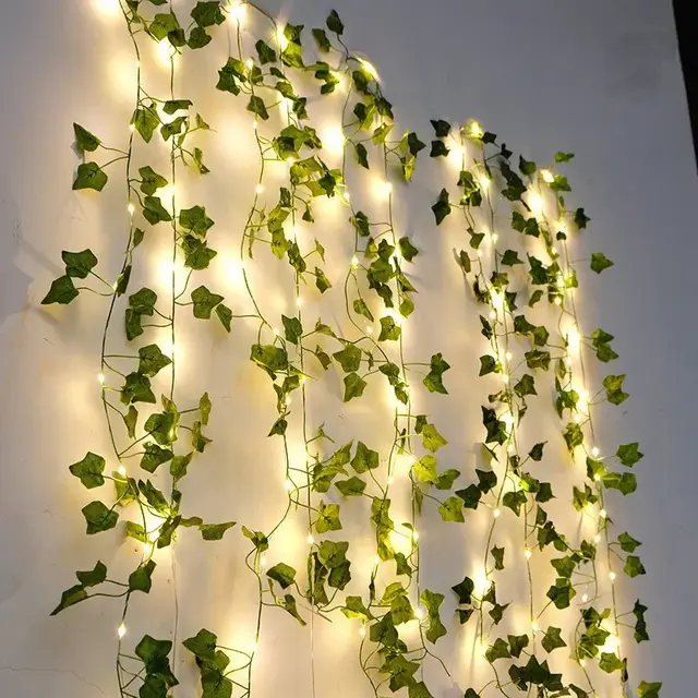 Bloem Groen Blad Lichtslingers Kunstmatige Wijnstok Kerstverlichting