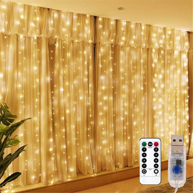 1 st 6x3/3x3/3x2/3x1 m USB LED Gordijn Lichtslingers Slaapkamer Kerst