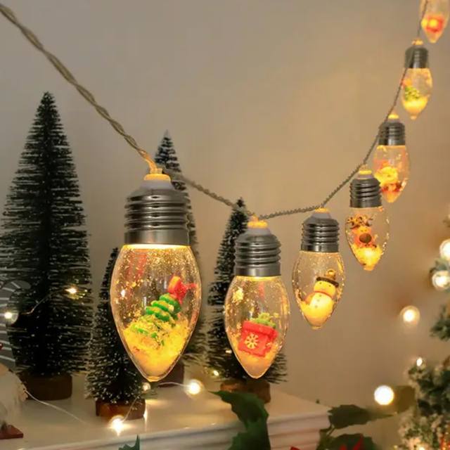 1pc 10/20LED Globe Lampen Lichtslinger met Sneeuw & Leuke Ornamenten