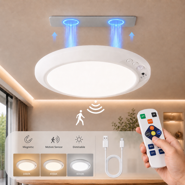 Bewegingssensor Plafondlamp USB Type-C Oplaadbare magnetische lamp