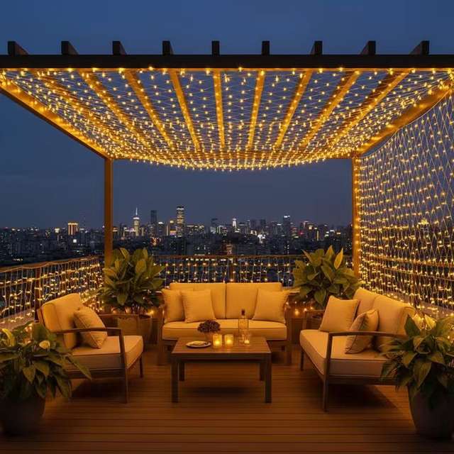 3x2m Outdoor waterdichte kerstnetverlichting Bruiloftsfeest Mesh Gordijn