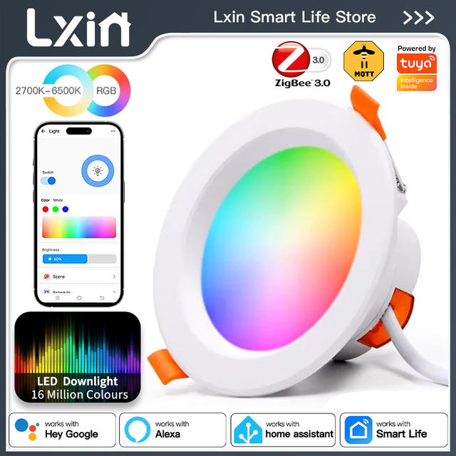 Lxin tuya Downlight Zigbee3.0, Smart 5/7/10/15W LED-dimspot, RGBCW kleur