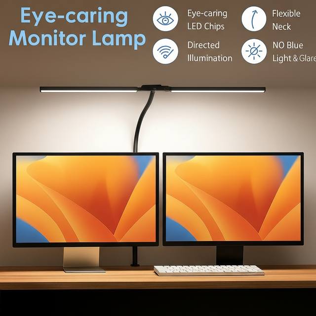 Dubbele Kop Dimbare LED Klem bureaulamp Computer Tafellampen Monitorlamp