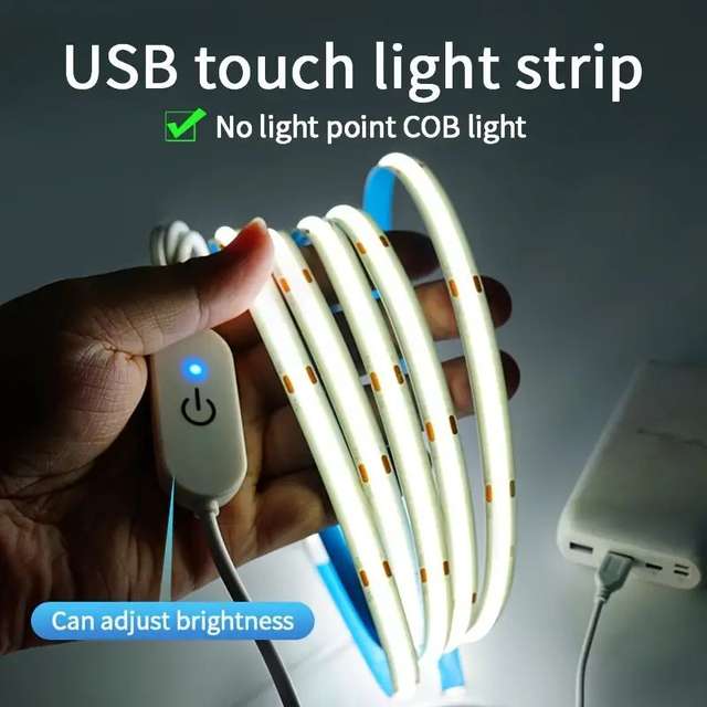 LED COB Light Strip Touch Dimmer Flexibele Diode Tape 5V USB Lineaire