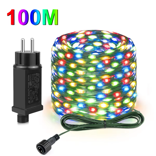 50M 100M 24V LED Kerstverlichting Groene Draad Lederen Feeënlichtjes