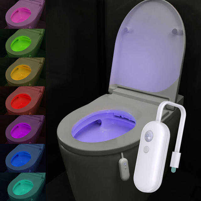 Smart Motion Sensor Toiletlamp, USB Oplaadbaar LED RGB Nachtlampje voor