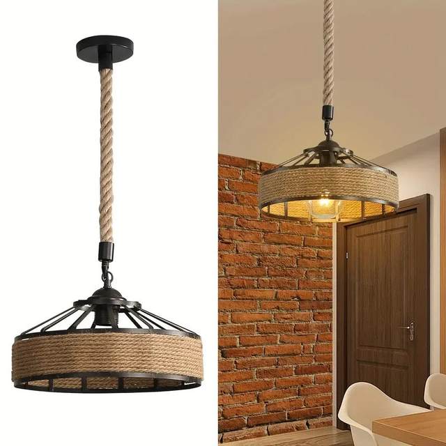 Klassieke henneptouw hanger hanglamp glans voor plafondkroonluchter