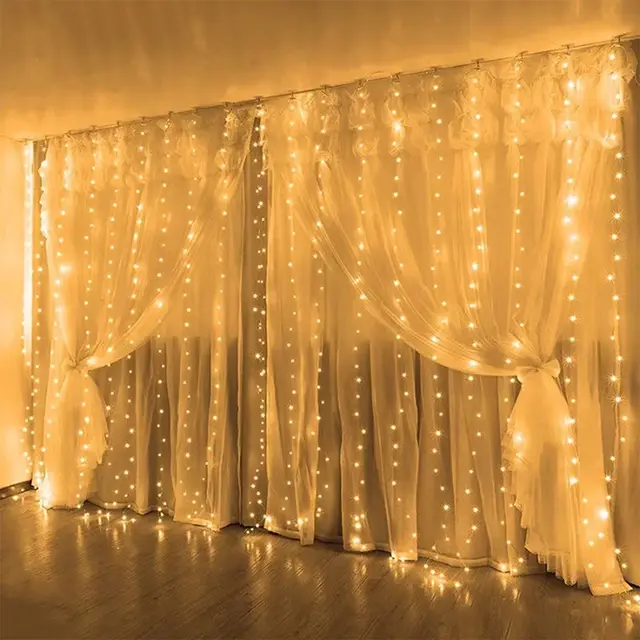 Gordijn Slinger Led String Lights Festival Kerstdecoratie 8 Mode Usb