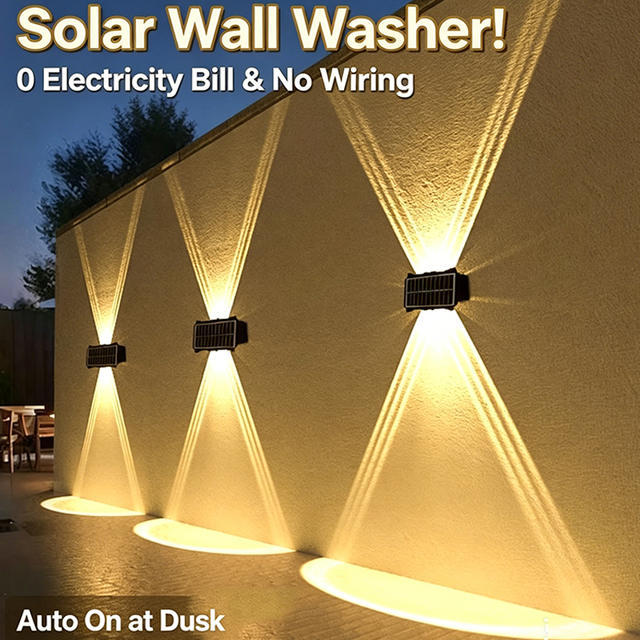 Wandlamp op zonne-energie voor buiten, waterdichte LED-tuinheklamp