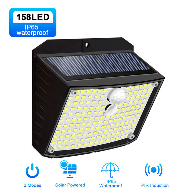 Zonne-verlichting buiten 158 LED zonne-wandlamp waterdichte draadloze