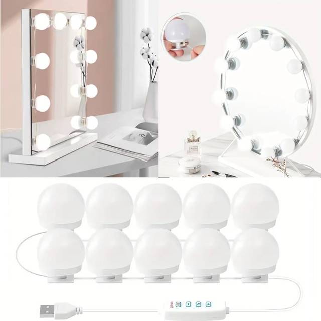 Make-Up Spiegel Led Gloeilampen Ijdelheid Verlichting Usb 12V Badkamer