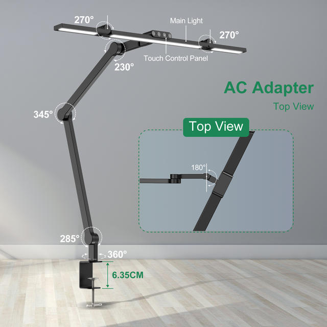 LED-bureaulamp met klem Architect-bureaulampen voor thuiskantoor met 4