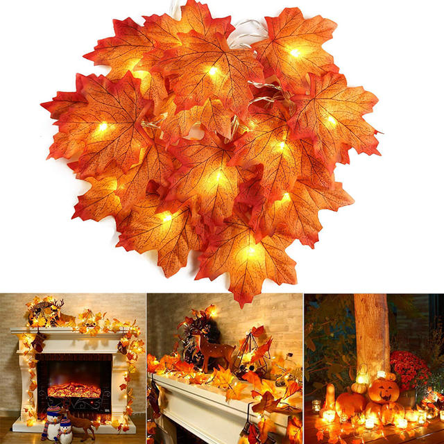 2/3/6M Kerst Decoratie Kunstmatige Esdoornblad Bladeren LED Light String