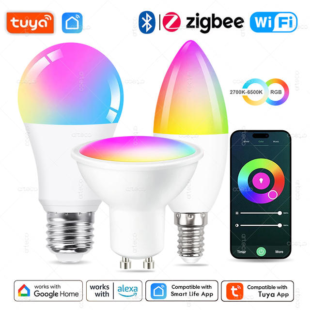 Tuya E27 E14 GU10 Lamp WIFI Zigbee Bluetooth, Dimbare Smart LED Lamp