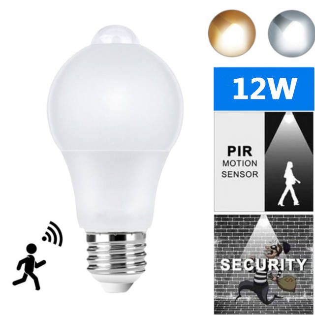 PIR Bewegingssensor LED Gloeilamp 12W E27 Slimme Lamp
