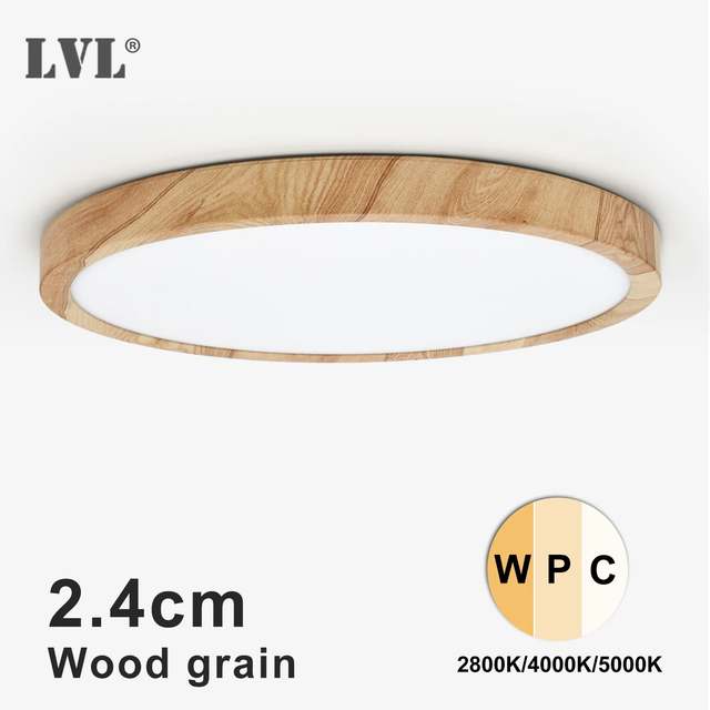 LVL LED-plafondlamp houtnerf en wit 3-in-1 verlichtingskleuren