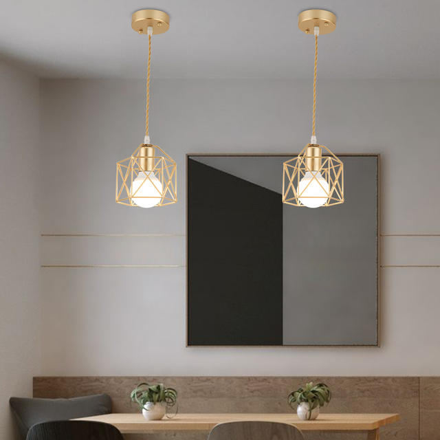 Moderne LED-hanglamp ijzer goud zwart minimalistische metalen kooi