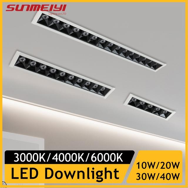 Nieuwe LED lijn Downlight Verzonken Rechthoek Grille Plafondlamp 10W 20W