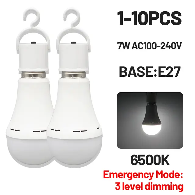 LED Oplaadbare Lamp Licht E27 7W 1500mAh Noodlamp 220V 110V voor Thuis