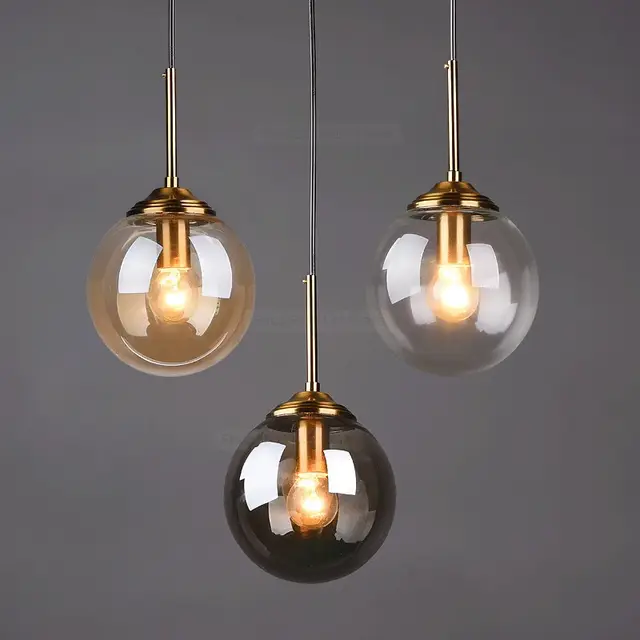 Nordic moderne grijze glazen bol eiland hanglampen vintage spiegel naast