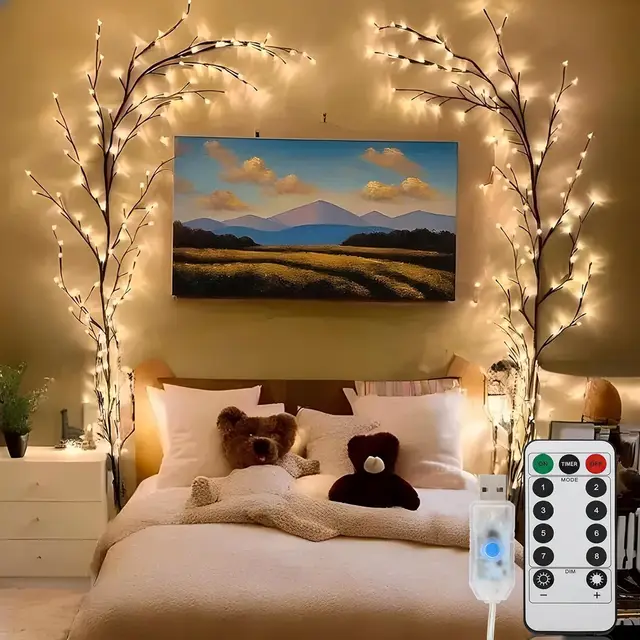 LED buigbare wilgenwijnstokverlichting, 8 moeds rotan boom decoratief