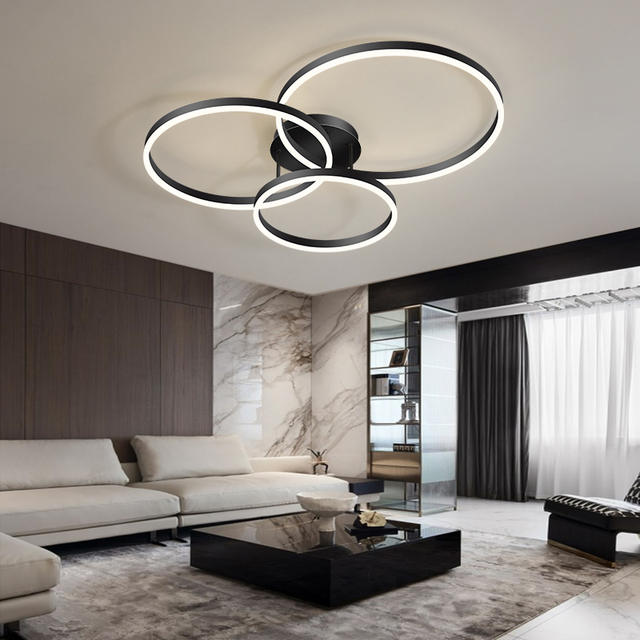 Huishoudelijke gouden led-kroonluchters 3-cirkel slaapkamer metaal