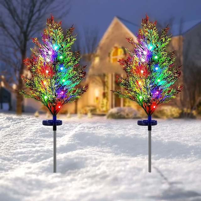 1 stks Solar Kerst Grenen en Cipres Gazon Lamp LED Feestelijke Tuin