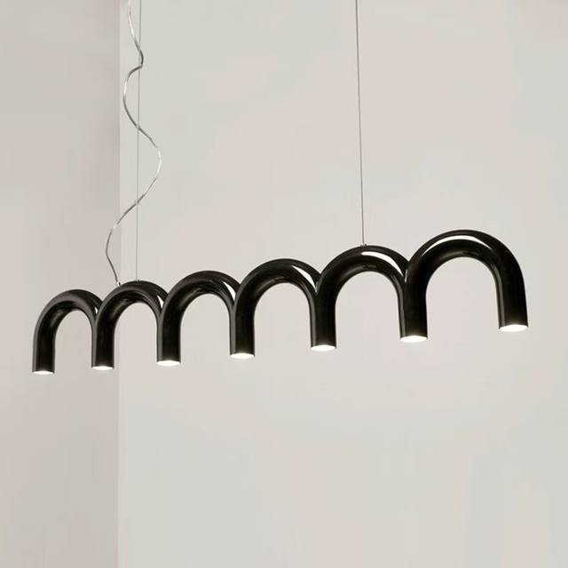 Nordic Restaurant Gebogen Hanglamp LED Strip Woonkamer Licht Metaal