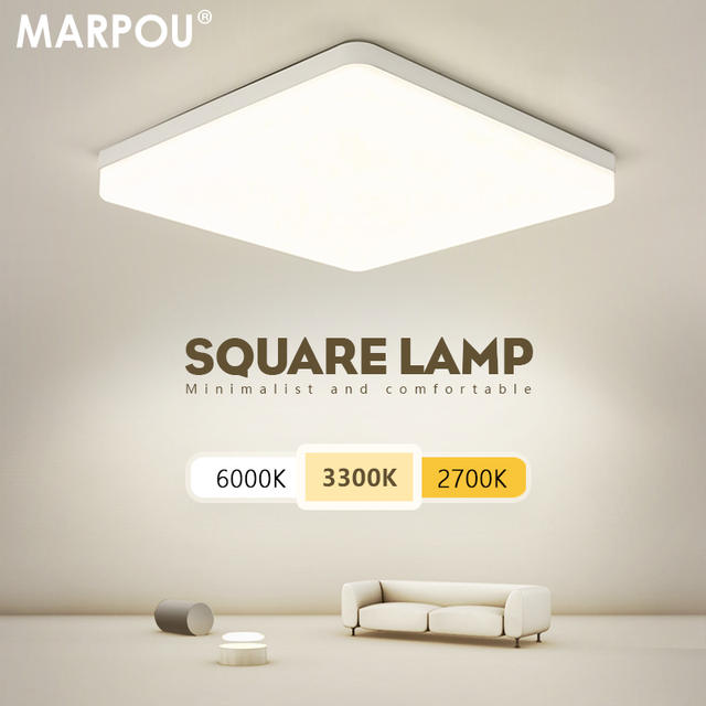 MARPOU Vierkante LED Plafondlamp Slaapkamerverlichting Neutraal Wit Koud