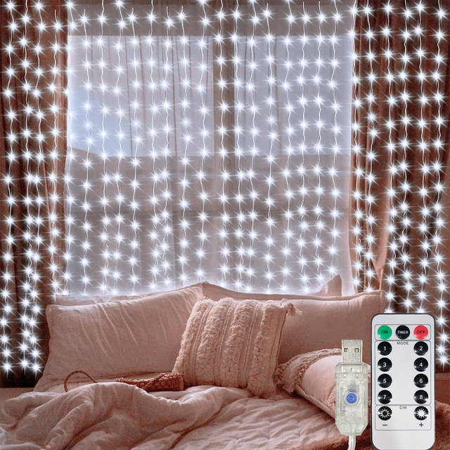 USB LED-gordijnlichtslingers met afstandsbediening Slaapkamer Vakantie