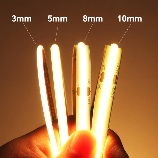 3mm 5mm COB LED Strip 12V 24V Dimbaar 3000K 4000K 6000K Hoge Dichtheid