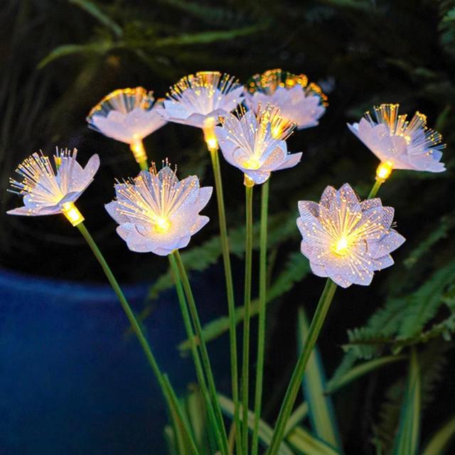 6Head zonne-energie glasvezel bloemstakelampen, waterdichte decoratieve