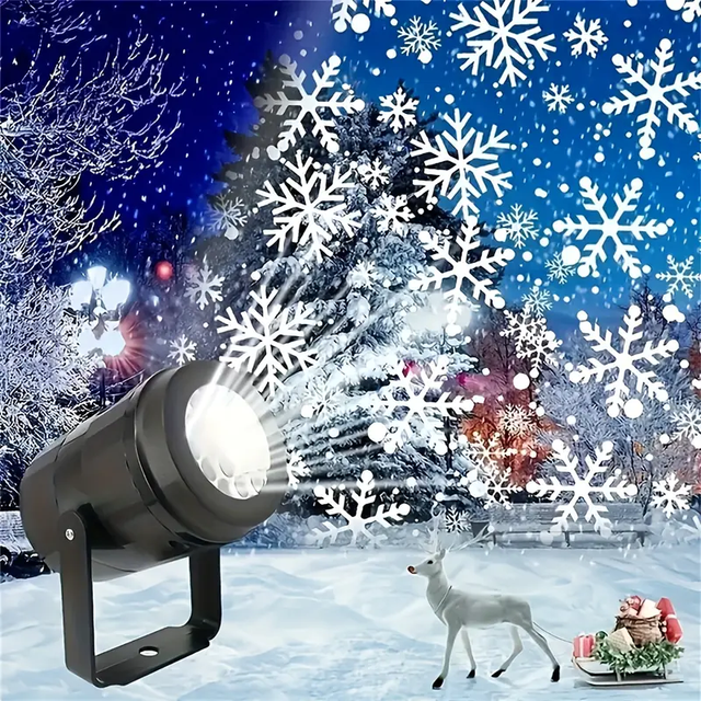 USB-aangedreven sneeuwvlokprojectorlicht Wit sneeuwpatroon Roterende